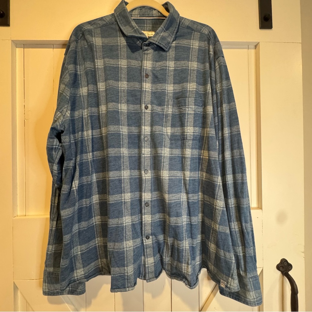 Peter Millar Larimer Indigo Knit Plaid Long sleeve Cotton Button Shirt XXL - Picture 3 of 12
